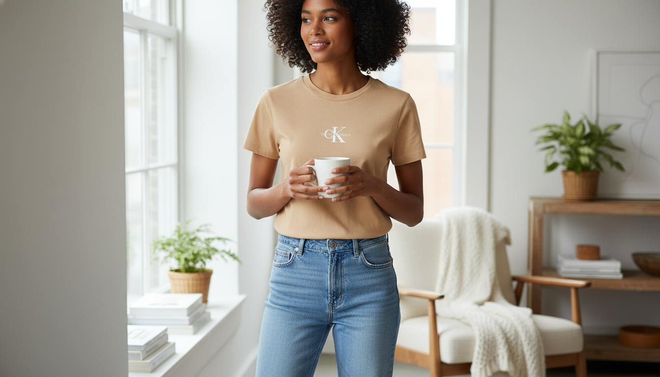 Calvin Klein Jeans Beige Cotton Tee: Fit, Feel & Style