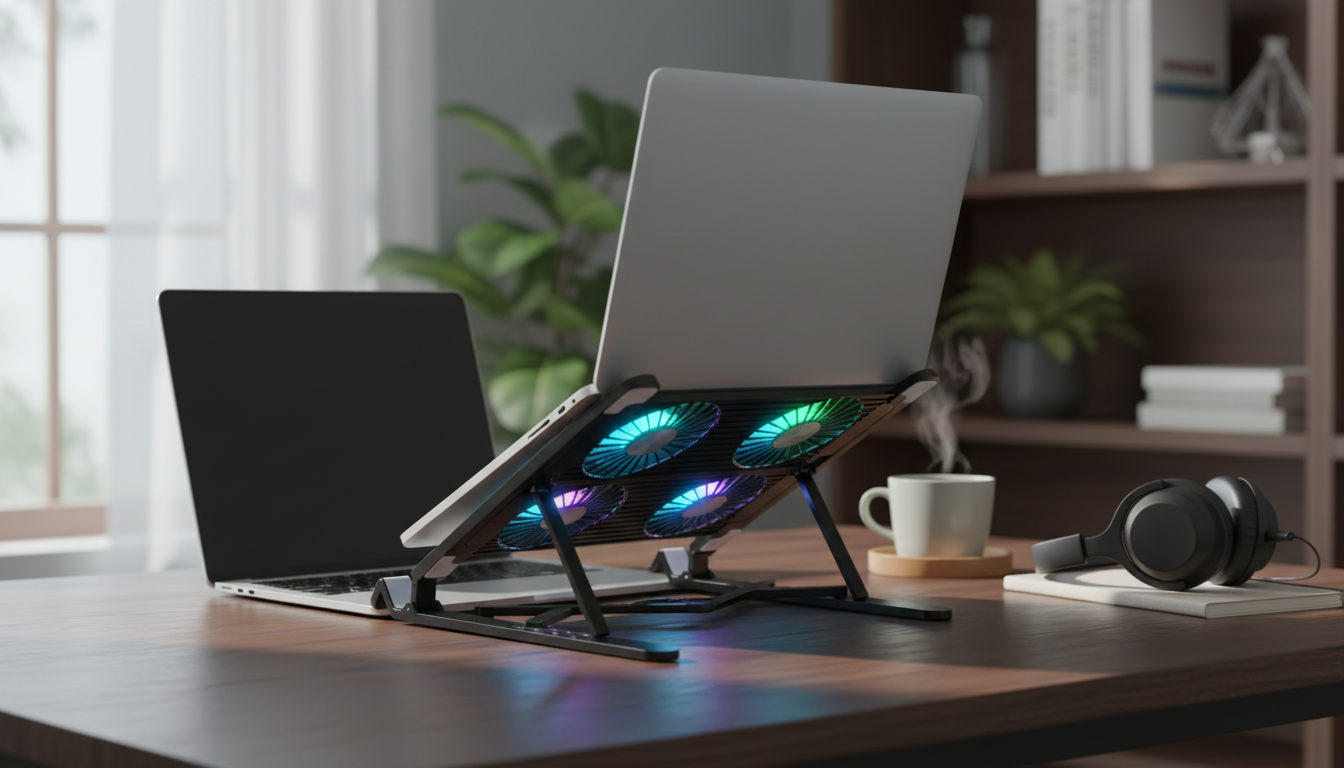 Quiet Quad-Fan Laptop Stand: Cooler Temps, Less Noise